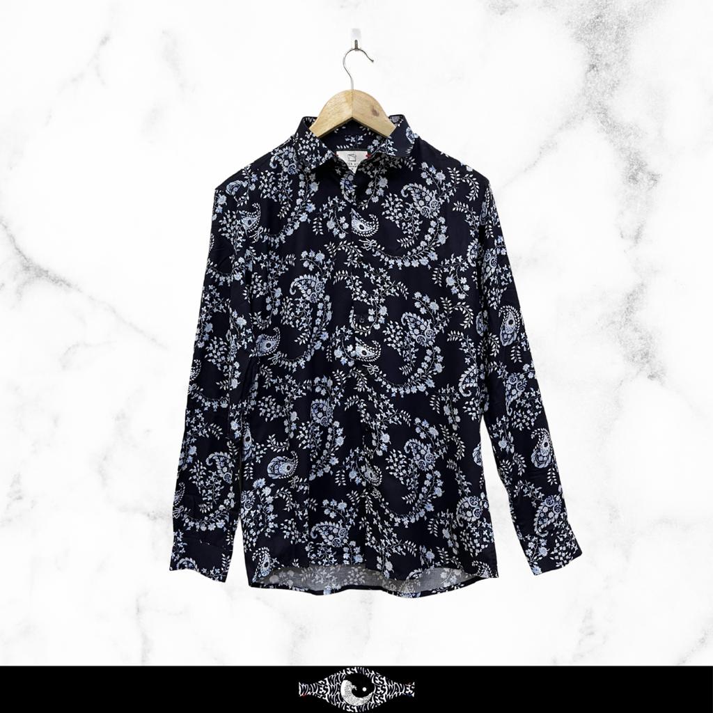 Dark Blue Printed Full Sleeves Shirt