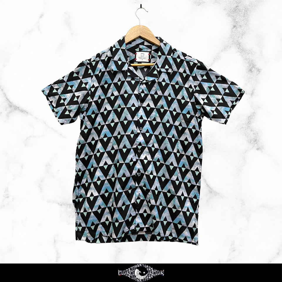 Cuban Neck Blue Shirt