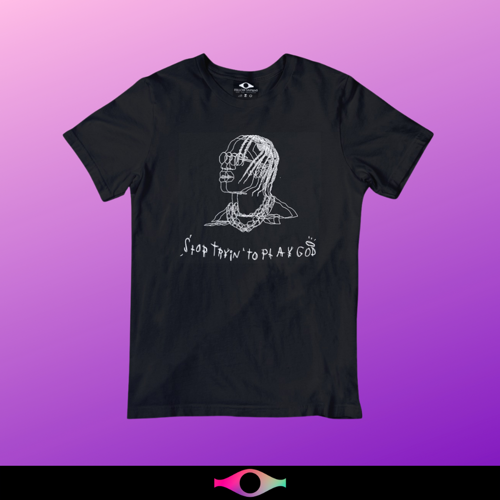 La Flame Travis Scott T-Shirt - Stop Trying To Be God (Black)